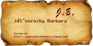 Jávorszky Barbara névjegykártya