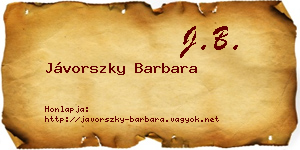Jávorszky Barbara névjegykártya